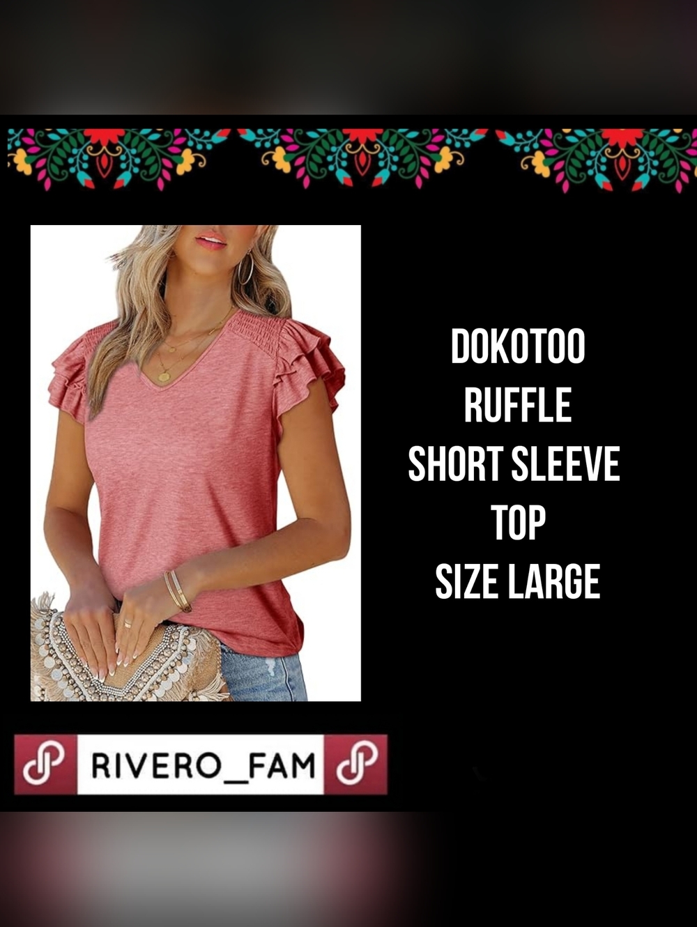 DOKOTOO | RUFFLESHORT SLEEVE TOP | SIZE LARGE